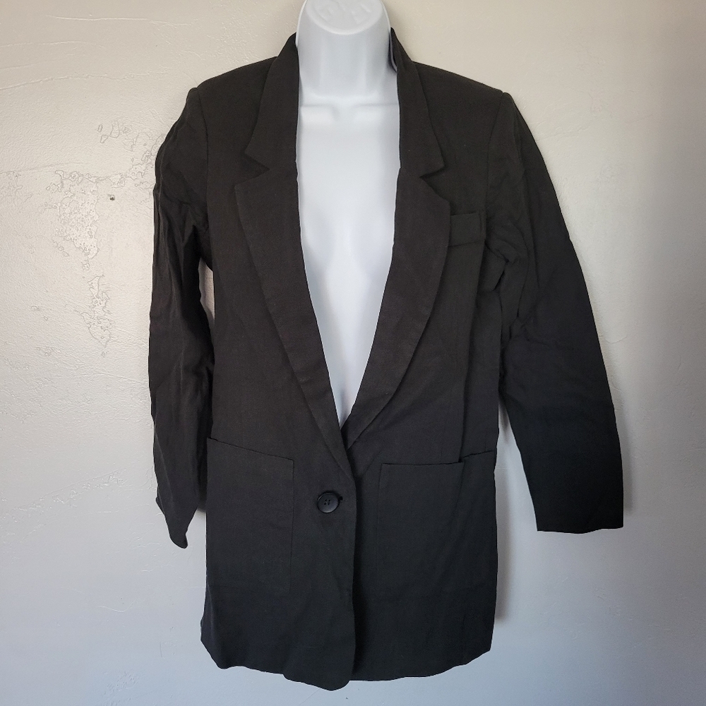 Capulet NWOT Women's Medium Black Blazer Long Sleeve 100% Cotton Business Casual